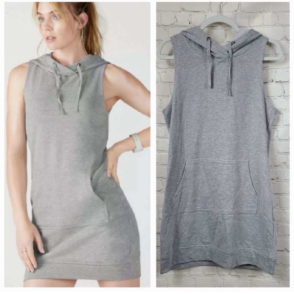 Fabletics Yukon French Terry Hoodie Dress Sleeveless Sweatshirt Sporty